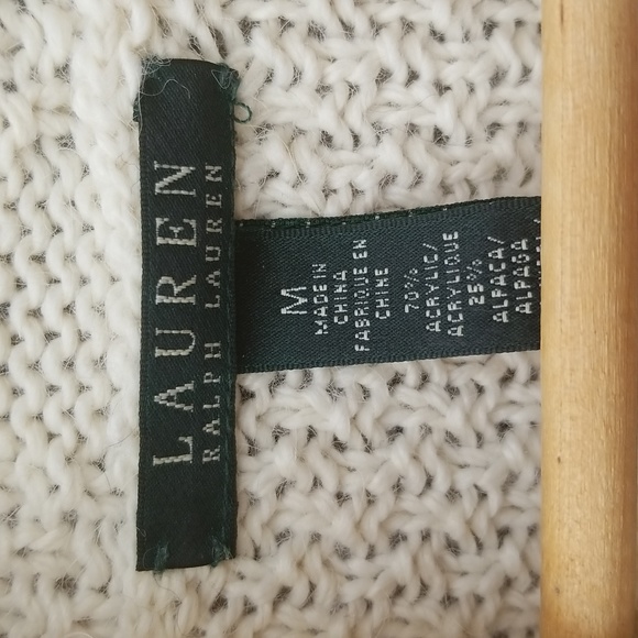 CREAMY Soft Designer RALPH LAUREN CABLE KNIT SWEATER ALPACA WOOL BLEND M - Picture 8 of 8